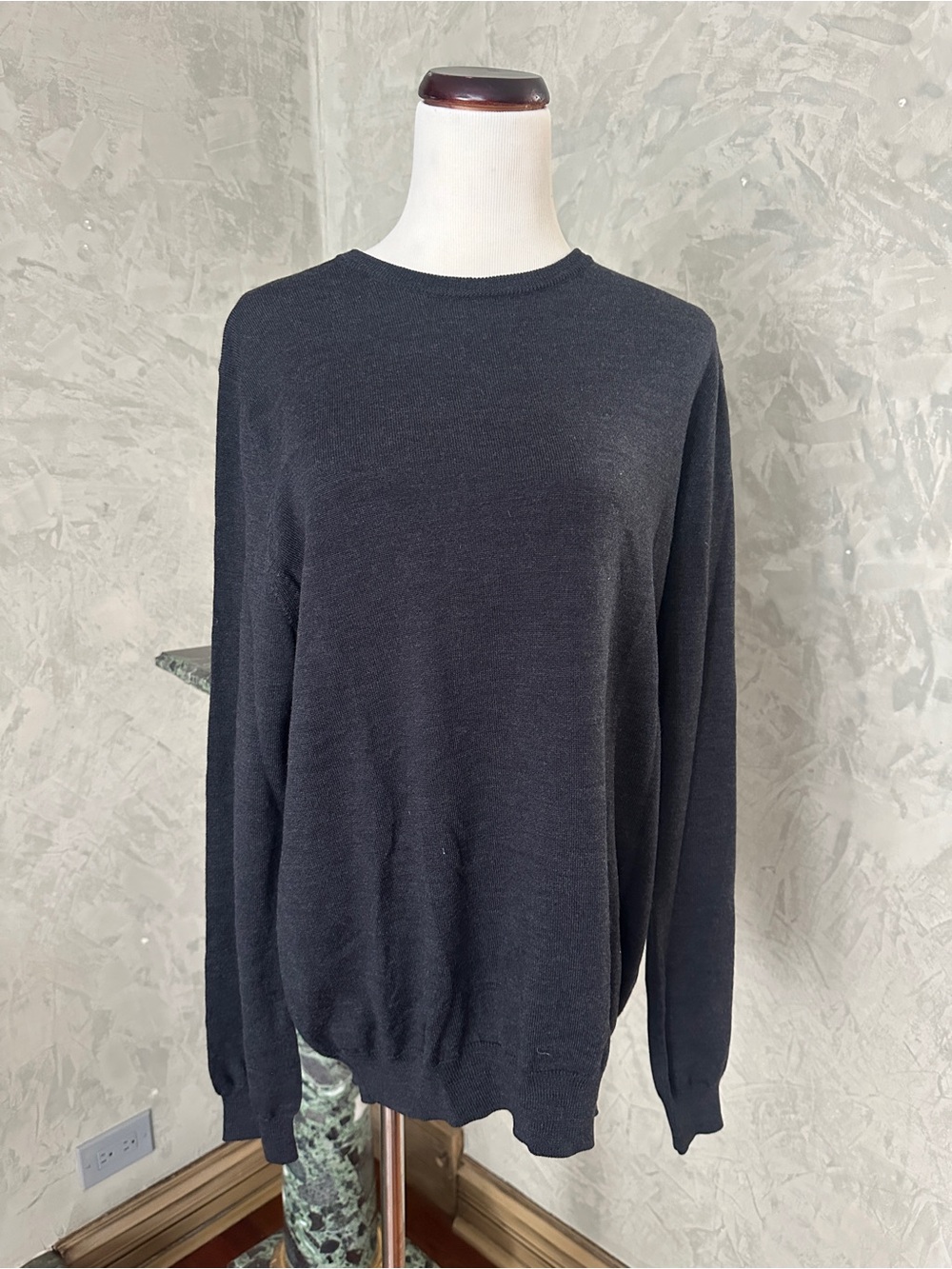 J.Crew 100% Merino Wool Men's Crewneck Sweater - Navy, Slim Fit
